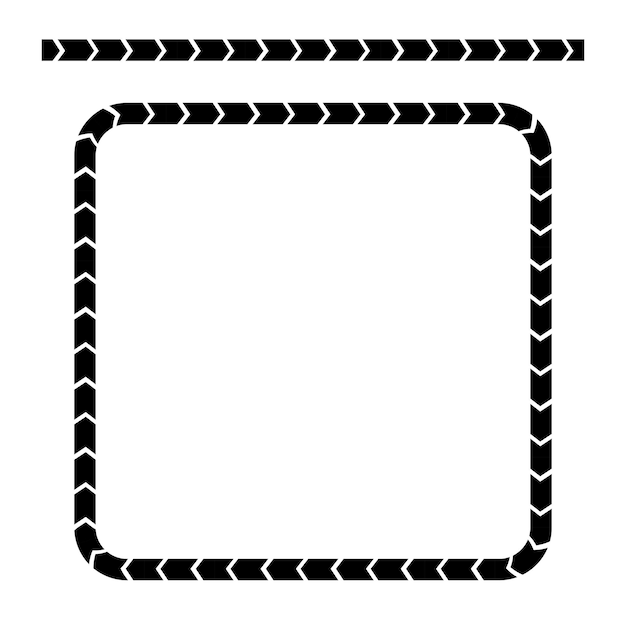 Vector Rounded Corner Square Black Frame, Isolated On White