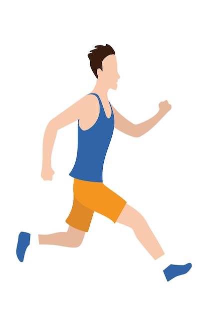 Vector running man in flat design style Sport Run Active fitness