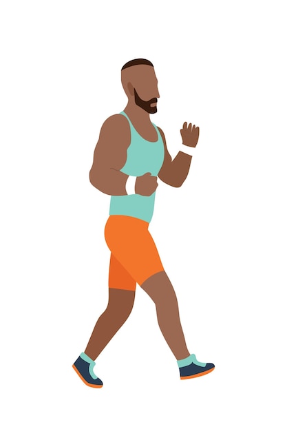 Векторный бегущий человек в стиле плоского дизайна Sport Run Active Fitness