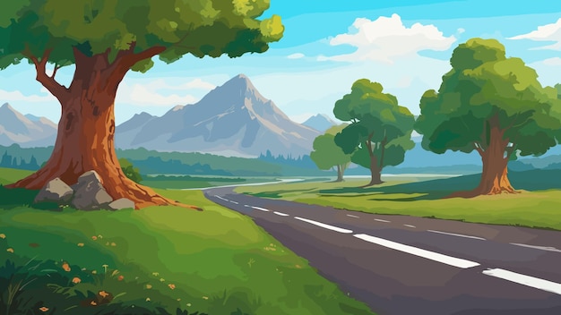 Vector rural nature road scene