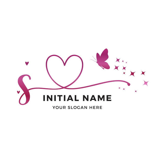 Premium Vector | Vector s initial logo design pink butterfly logo gold ...