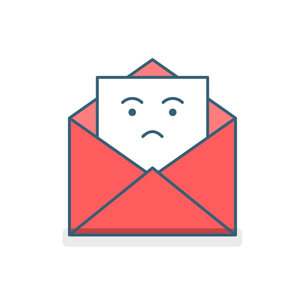 Vector sad message icon with a face