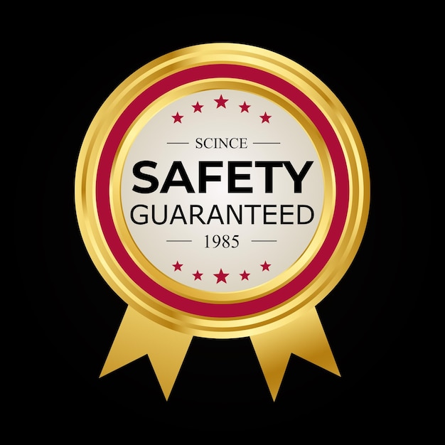 Vector vector safety guaranteed label on black background