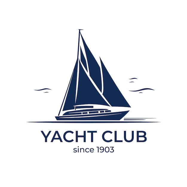 Vector vector sailing boat yacht logo vector illustration isolated on white yacht club logotype