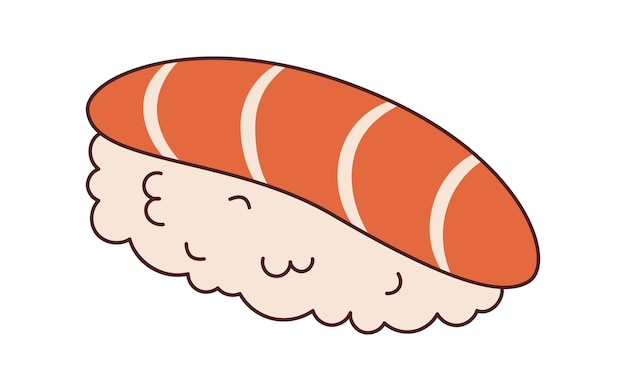 Vector sake sushi in retro style Groovy nigiri sushi 70s