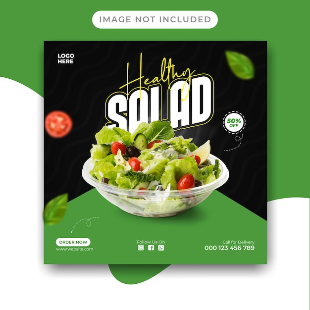 Vector salad healthy vegetarian food promotion instagram post