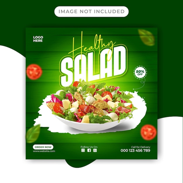 Vector vector salade promotie van gezonde vegetarische voedingsmiddelen instagram post