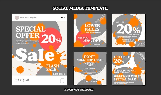 Vector sale promotion set on social media template