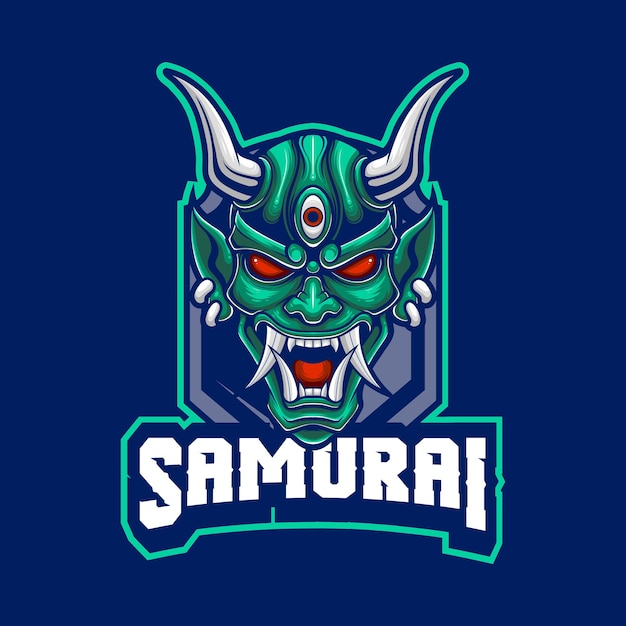 Векторный шаблон логотипа талисмана самурая для команды киберспорта и спорта