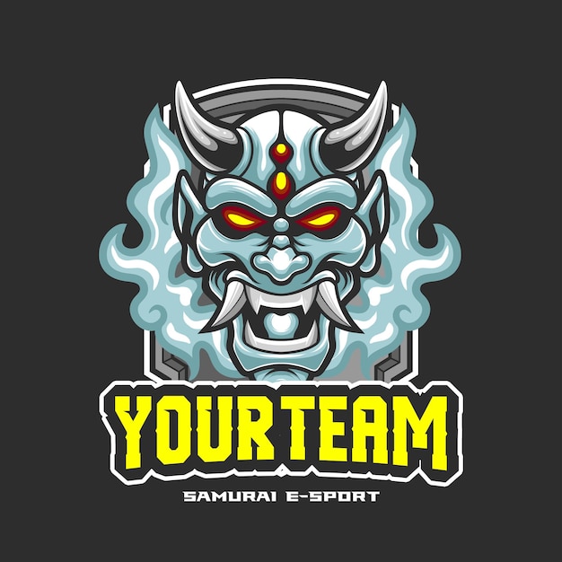 Modello di logo mascotte samurai vettoriale per esport e sport logo team