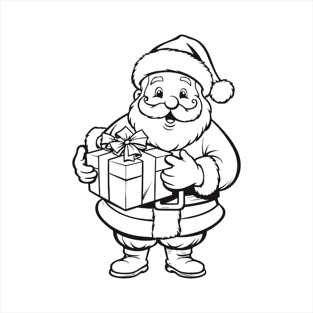 vector santa claus line drawing