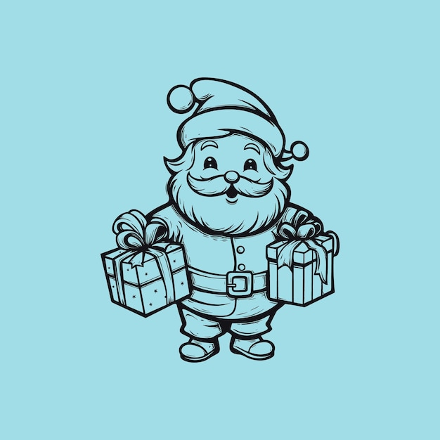 vector santa claus line drawing