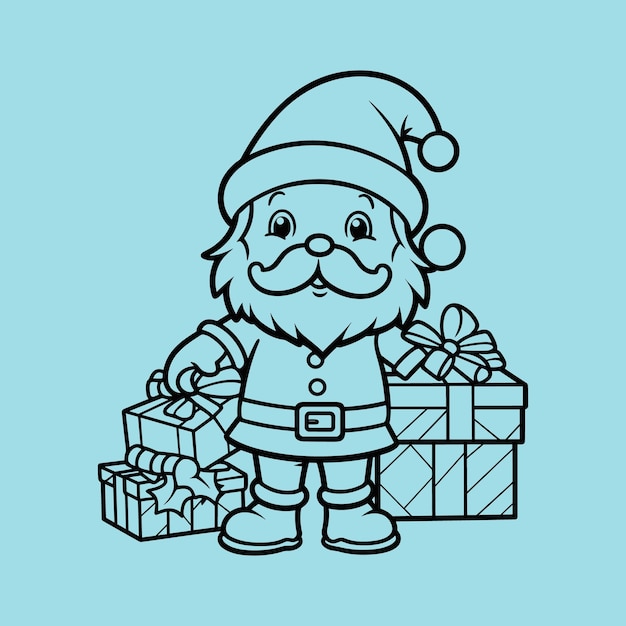 vector santa claus line drawing