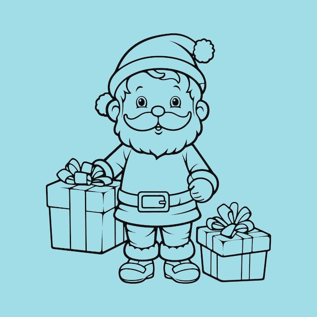 vector santa claus line drawing