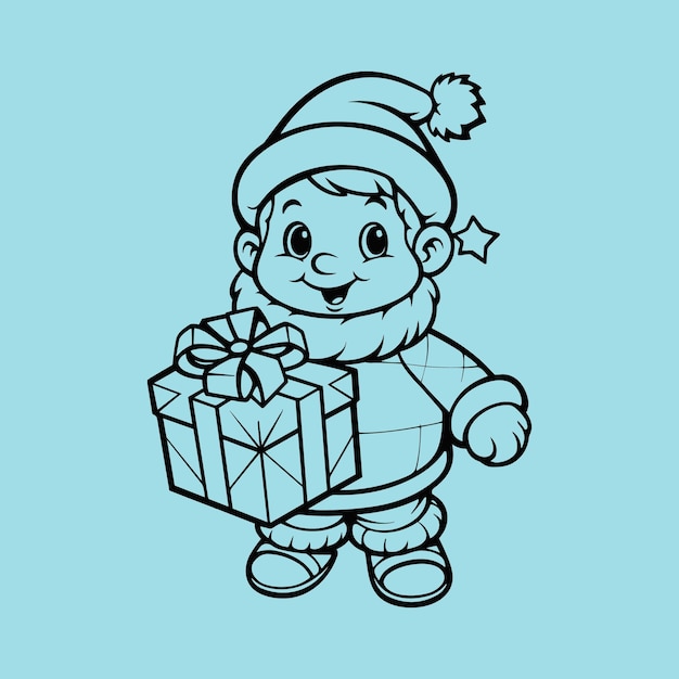 vector santa claus line drawing