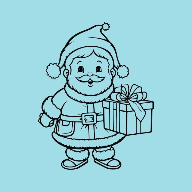 vector santa claus line drawing