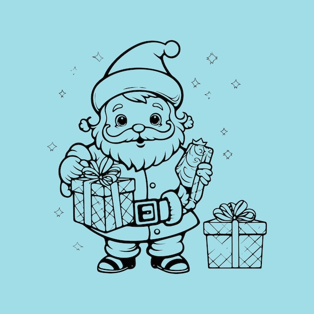 vector santa claus line drawing