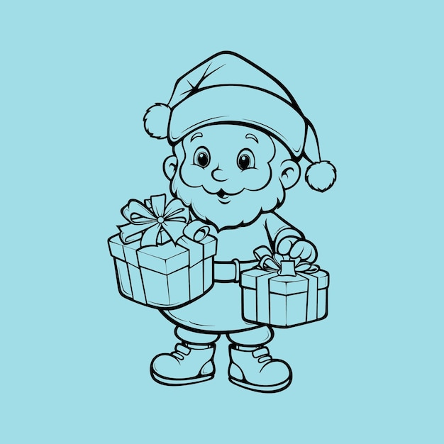 vector santa claus line drawing