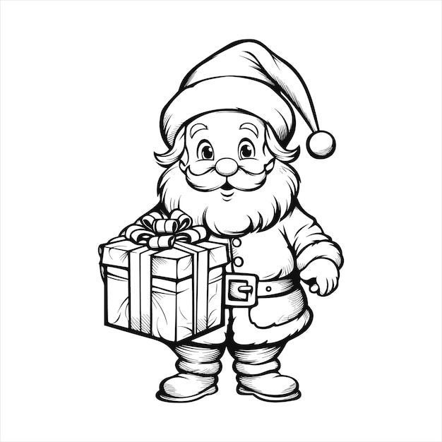 vector santa claus line drawing