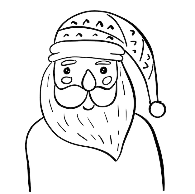 Vector Santa isolated on white Doodle illustration