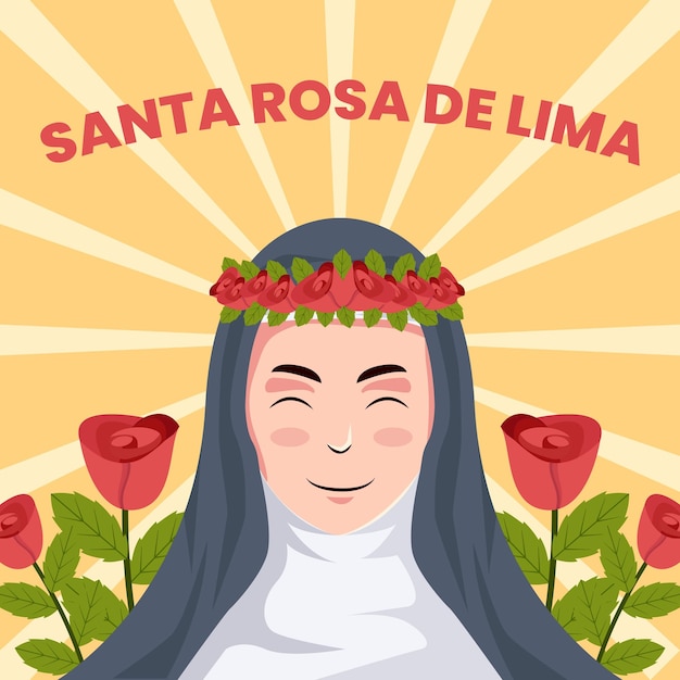 Vector santa rosa de lima illustration with roses flowers