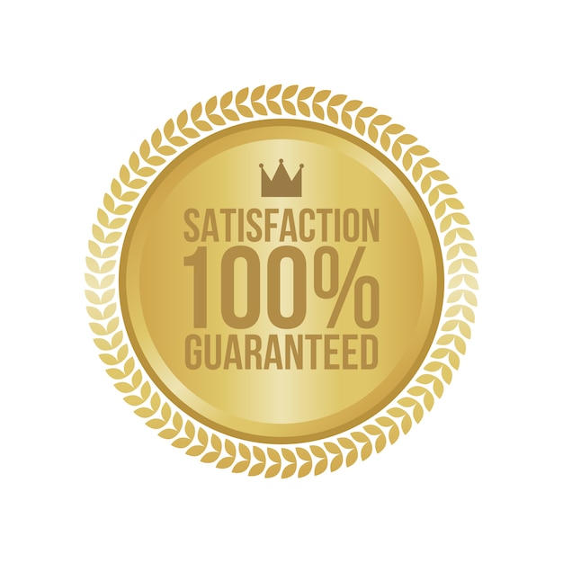 Vector satisfaction guaranteed gold sign, round label