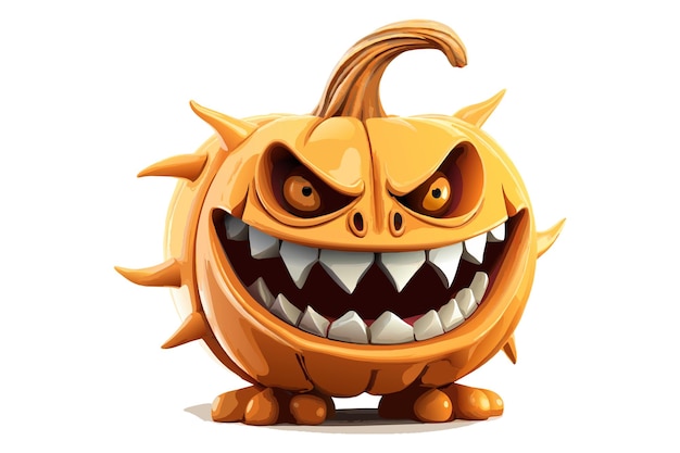 vector scary angry jack o lantern orange horror pumpkin holiday jack o lantern vector illustration on white background