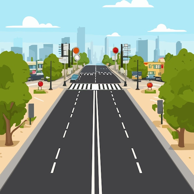 Vector vector scenic road in the mountain illustration