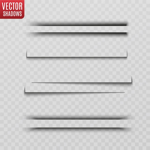Vector schaduwen geïsoleerd transparante schaduw realistische afbeelding paginaverdeler met transparant