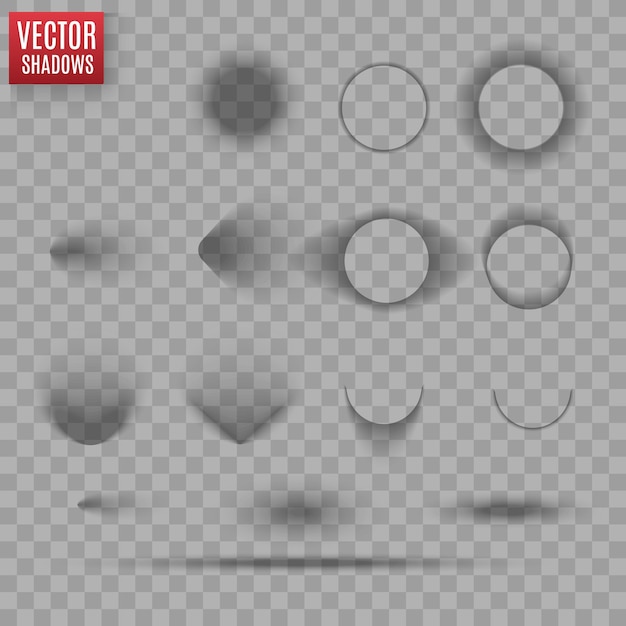 Vector schaduwen geïsoleerd transparante schaduw realistische afbeelding paginaverdeler met transparant