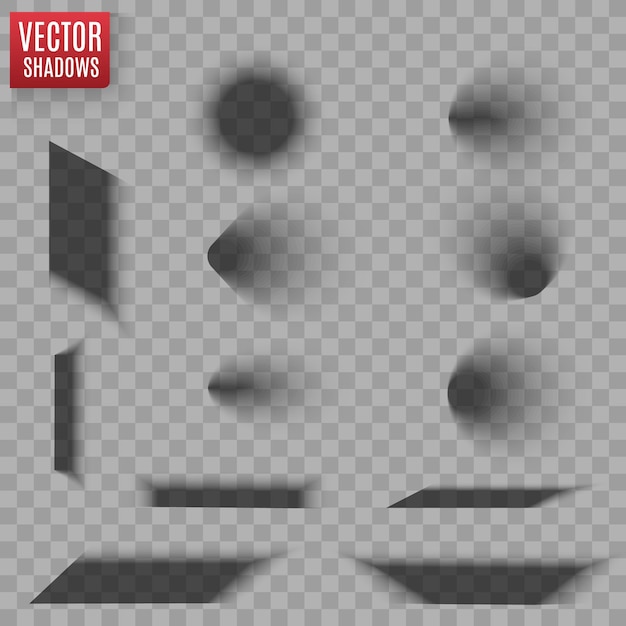 Vector schaduwen geïsoleerd Transparante schaduw realistische afbeelding Paginaverdeler met transparant
