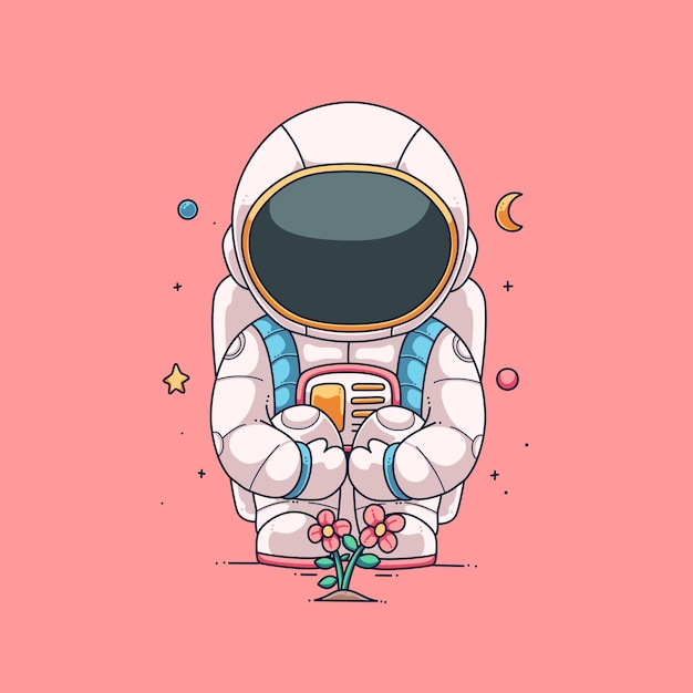 Vector schattig astronaut illustratie ontwerp