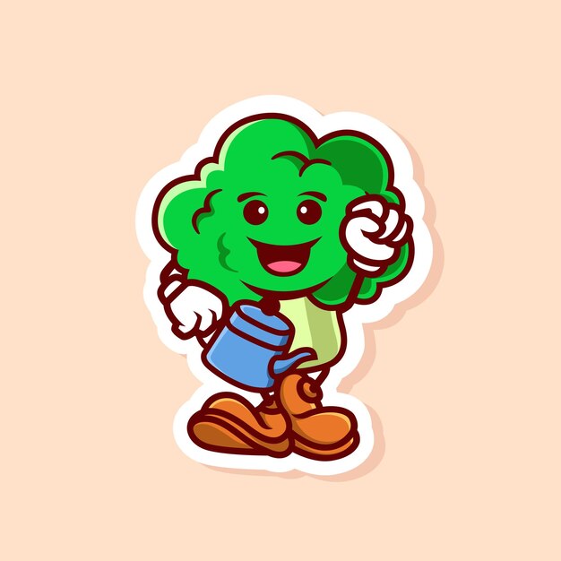 Vector schattig cartoon personage van broccoli water isoleren