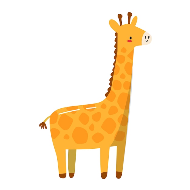 Vector schattig hand getrokken giraffe dierlijke safari witte achtergrond isoleren