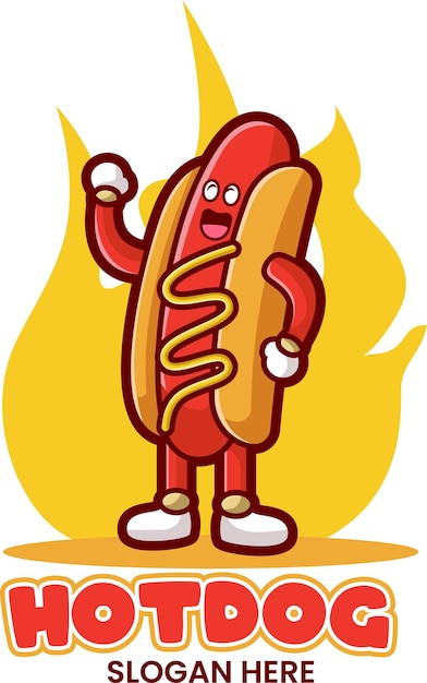 Vector schattig hotdog cartoon vector pictogram illustratie voedsel object pictogram concept geïsoleerd plat