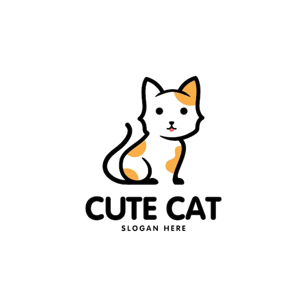 vector schattig kat kitten monoline logo ontwerp