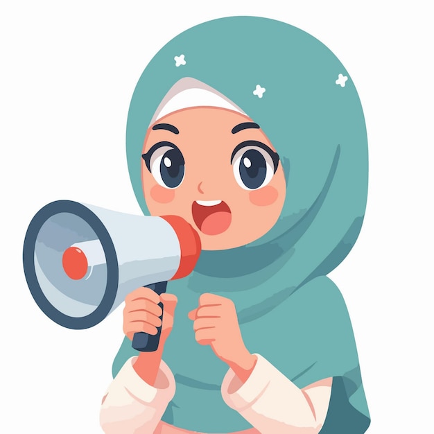 Vector schattig meisje islamitische ramadan personage illustratie