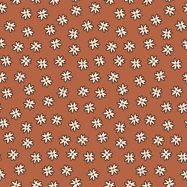 Vector schattig naadloos patroon met kleine doodle bloemen