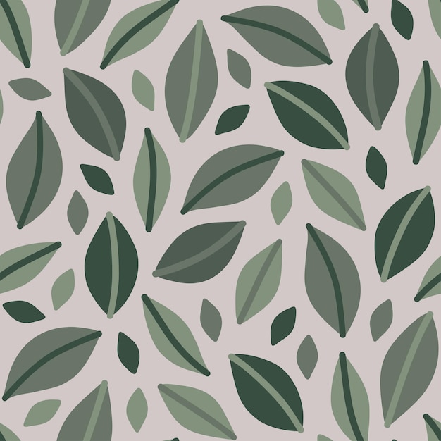 Vector schattig naadloos patroon met lentebladeren en pastelkleuren