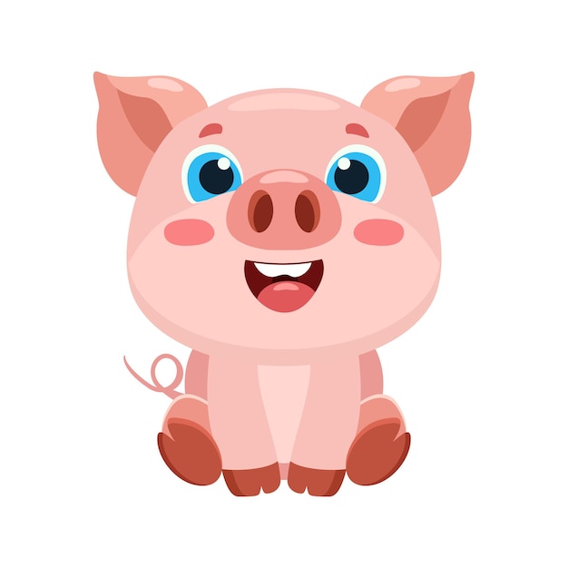 Vector schattig varken cartoon personage illustratie plat ontwerp