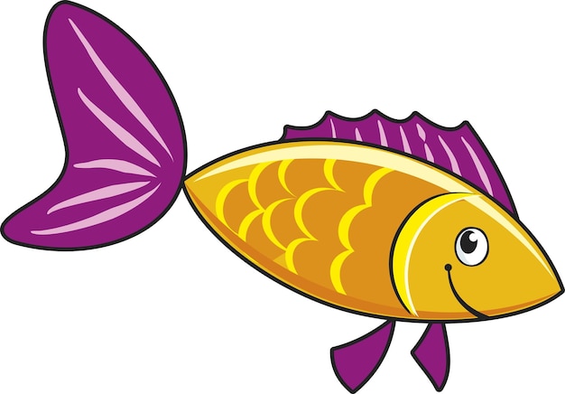 Vector schattig zeevis aquarium cartoon vis voor print kinderen illustratie op witte achtergrond