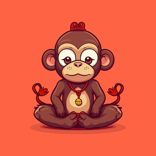 vector schattige aap meditatie yoga cartoon vector pictogram illustratie dier sport pictogram mascotte ontwerp