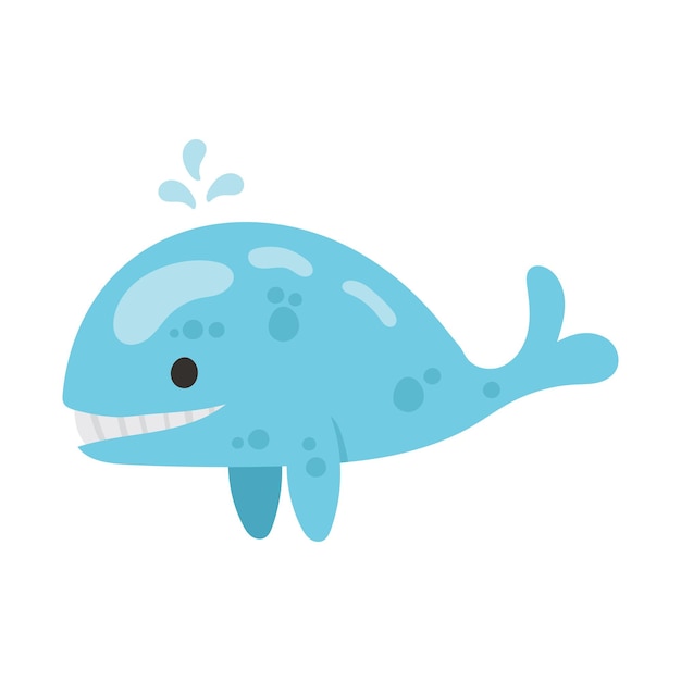 Vector schattige blauwe walvis cartoon icoon illustratie