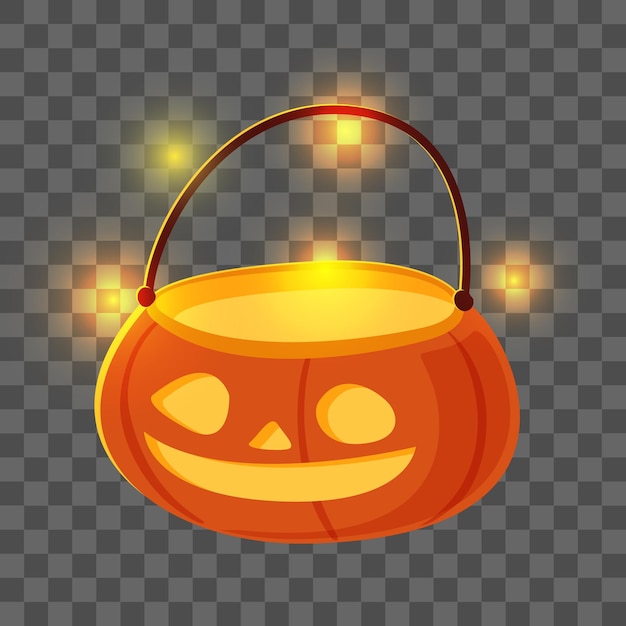 Vector schattige halloween pompoen emmer vectorillustratie