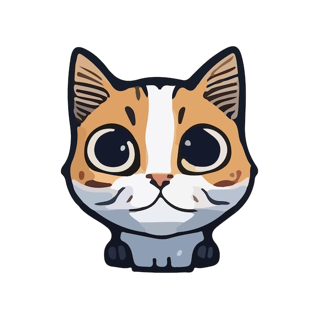 Vector schattige kat in cartoon stijl Kitten sticker geïsoleerd op wit