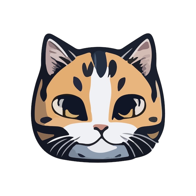 Vector schattige kat in cartoon stijl Kitten sticker geïsoleerd op wit