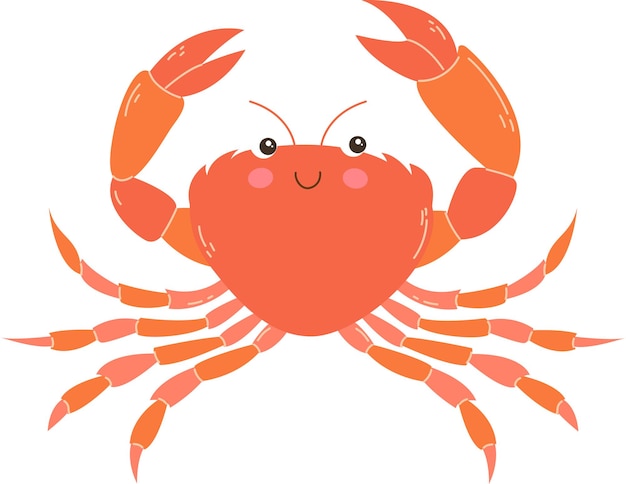 Vector vector schattige krab cartoon afbeelding geïsoleerd op een witte achtergrond