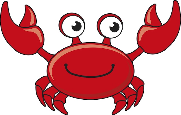 Vector schattige krab cartoon illustrationwith klauwen voor print kinderen illustratie op witte achtergrond