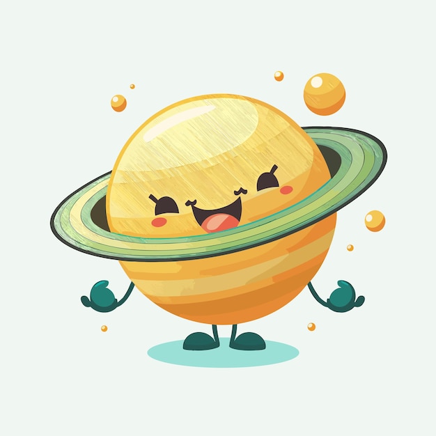 Vector schattige Saturnus cartoon stijl