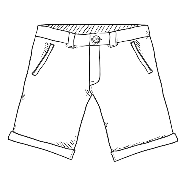 Vector schets illustratie casual shorts op witte achtergrond